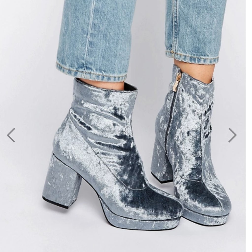 Velvet Platform Boot Silver/Gray